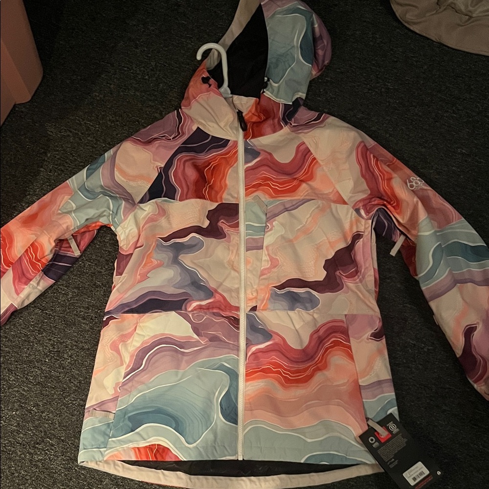 686 Womens Multicolor Wave-Print Hooded Jacket